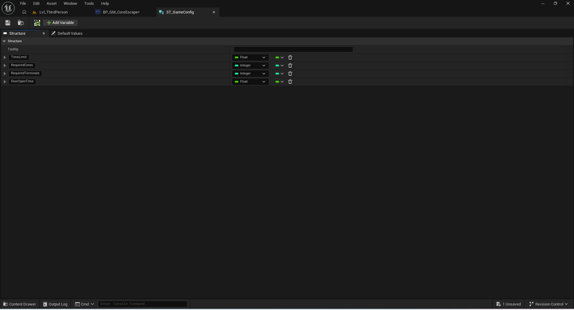 ST_GameConfig: the Structure fields and their types.