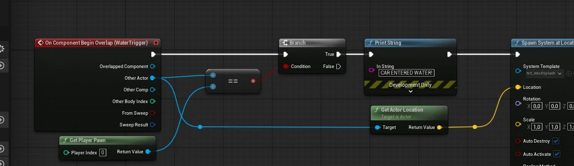Blueprint implementation of the Niagara mud trigger.